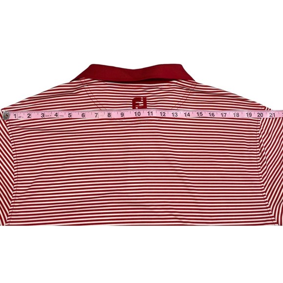 FJ FootJoy Men's Size L Red White Stripe Moisture Wicking Golf Polo Shirt - Picture 12 of 12